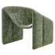Contemporary Unique Curve Textured Green Chenile Accent Chair